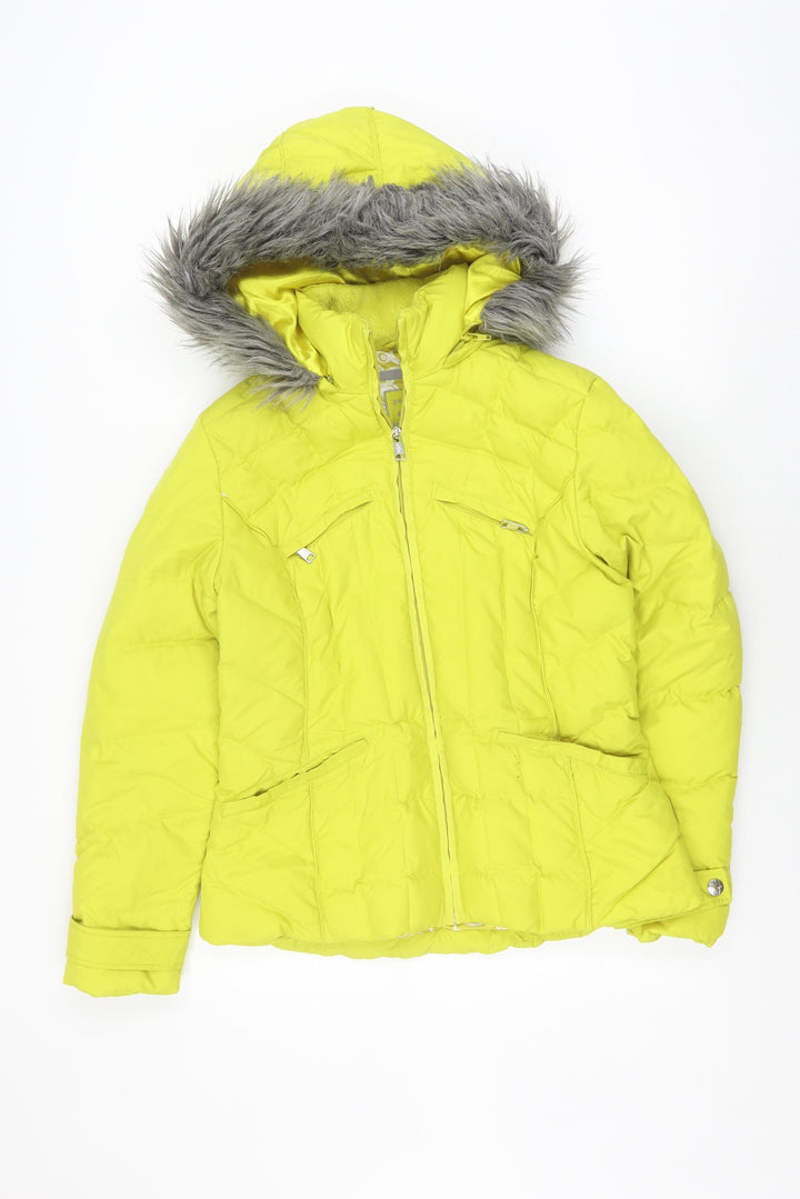 Per Una Yellow Hooded Puffer Jacket Women’s S Winter Casual