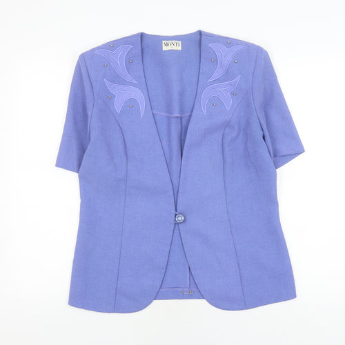 Monti Women Purple Blouse Size 12 Short Sleeve V-Neck