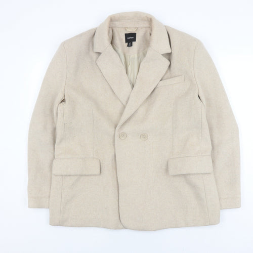 Boohoo Women's Beige Wool Blend Blazer Size 10