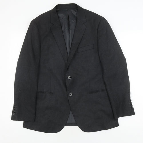 Frencheye Men's Black Blazer, Size 42R, Wool Blend