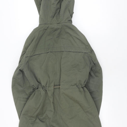 Girls Green Hooded Parka Jacket Size 14