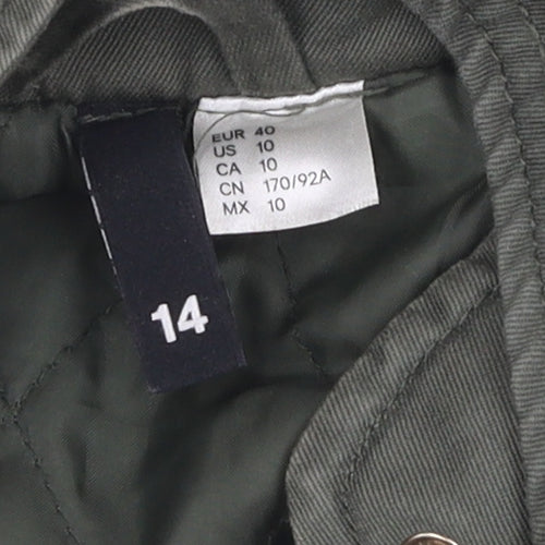 Girls Green Hooded Parka Jacket Size 14