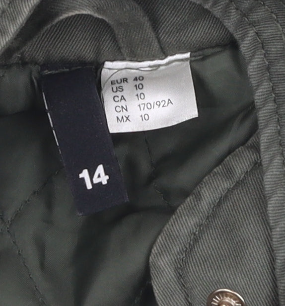 Girls Green Hooded Parka Jacket Size 14