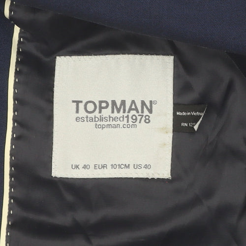 Topman Men's Blue Blazer, Size 40R