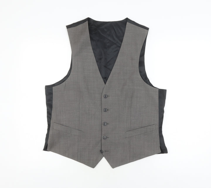 Men's Grey Wool Suit Waistcoat Size 39.5S
