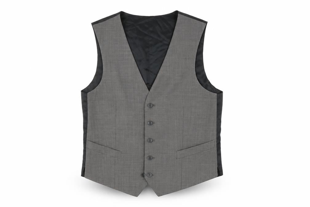 Front view of Men's Grey Wool Suit Waistcoat, size 39.5S
