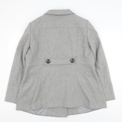 Wallis Women's Grey Wool Pea Coat Size 16
