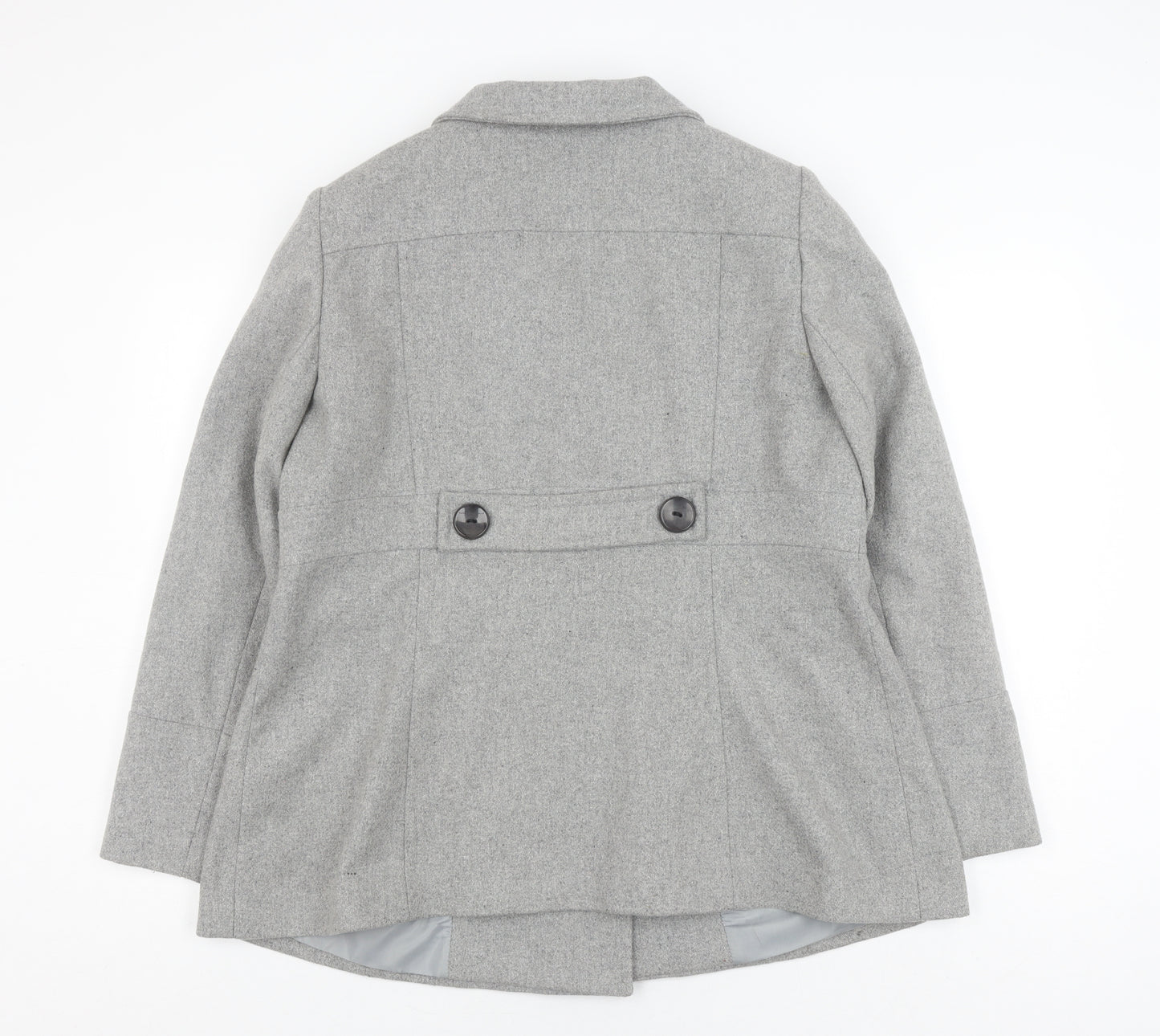 Wallis Women's Grey Wool Pea Coat Size 16