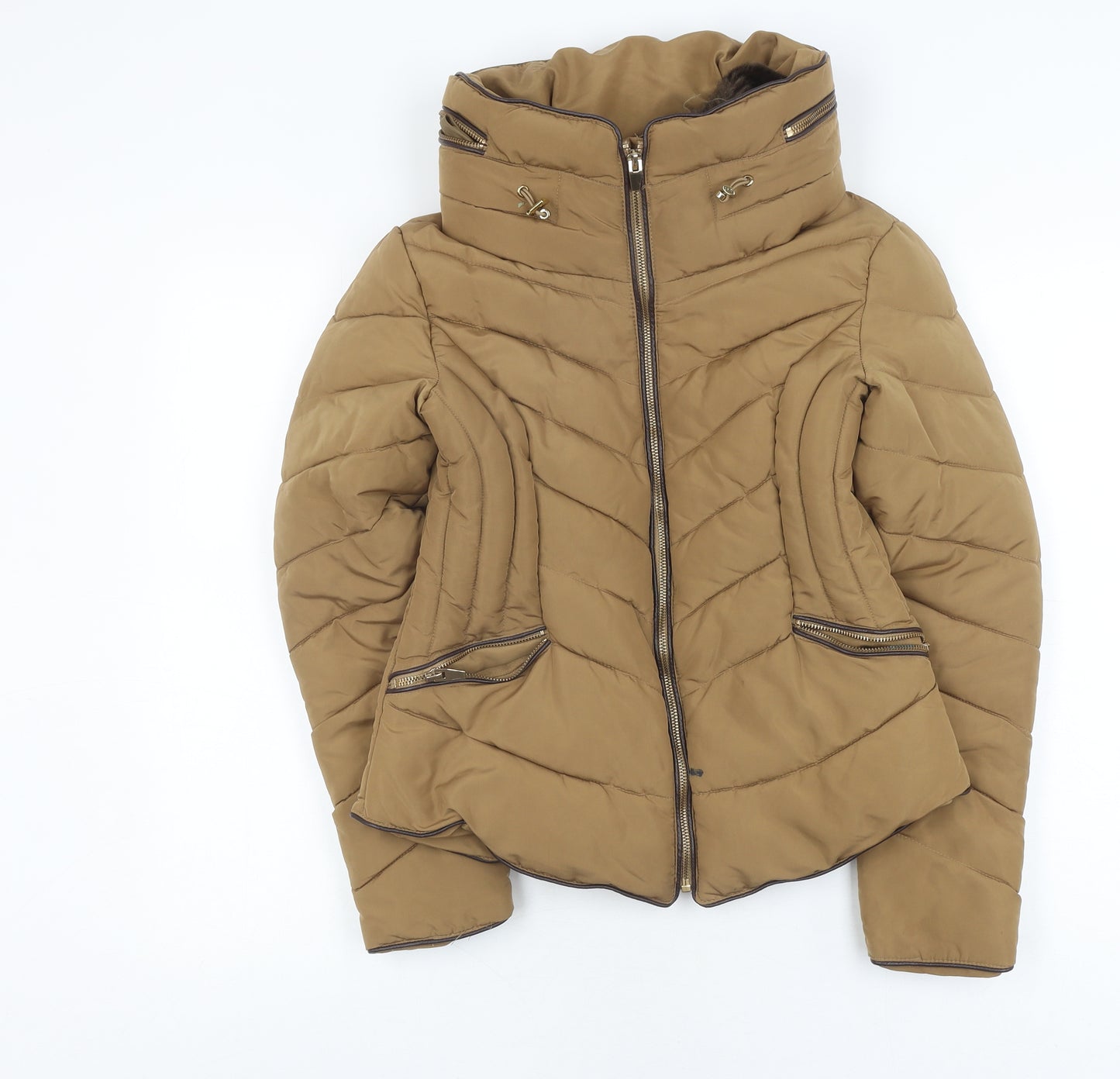 Zara Women's Brown Puffer Jacket Size M