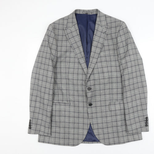 Marks and Spencer Men's Grey Plaid Blazer Size 44L