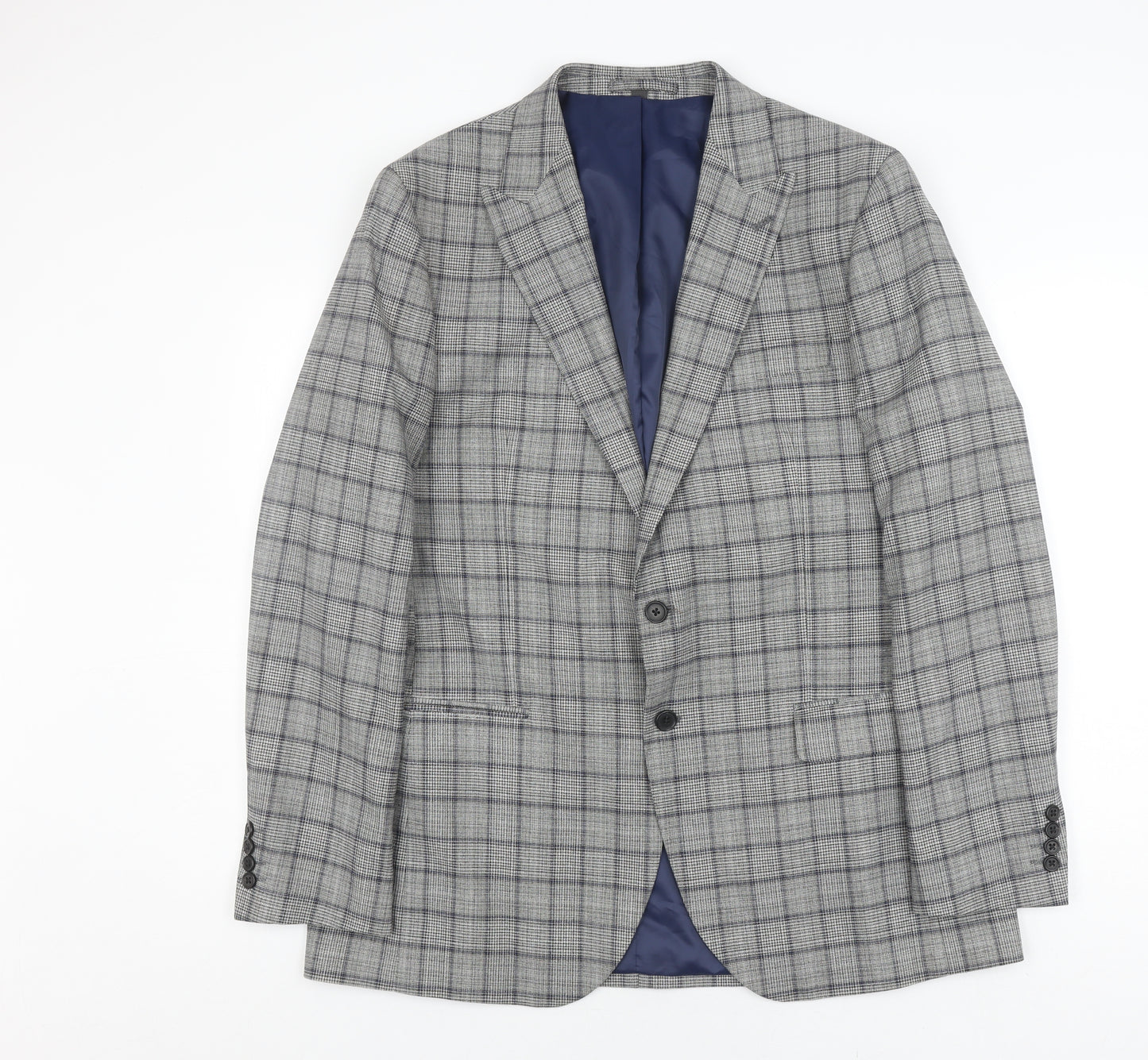 Marks and Spencer Men's Grey Plaid Blazer Size 44L