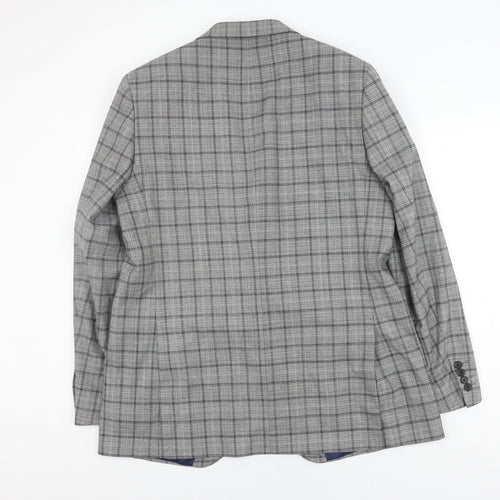 Marks and Spencer Men's Grey Plaid Blazer Size 44L