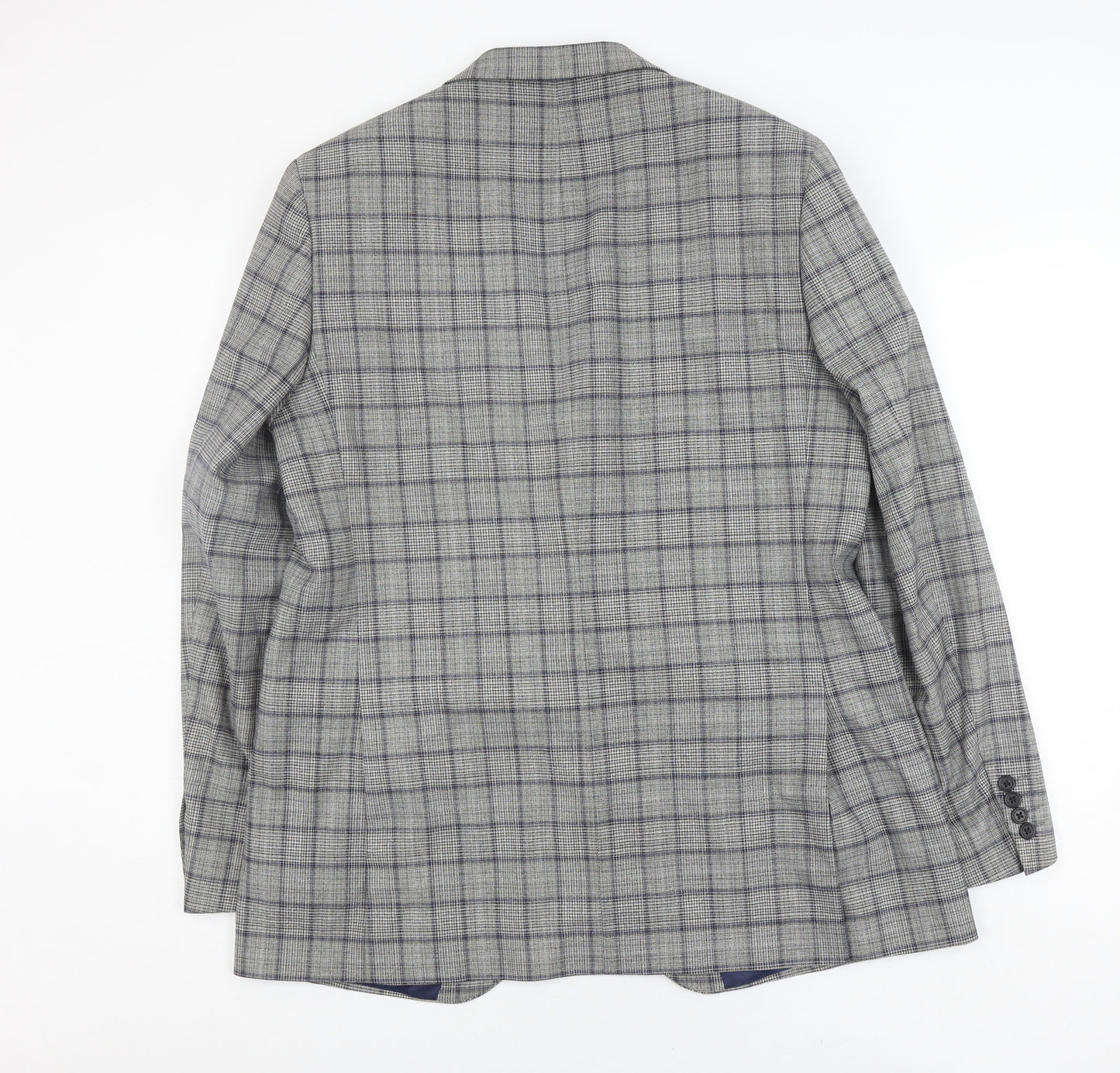 Marks and Spencer Men's Grey Plaid Blazer Size 44L