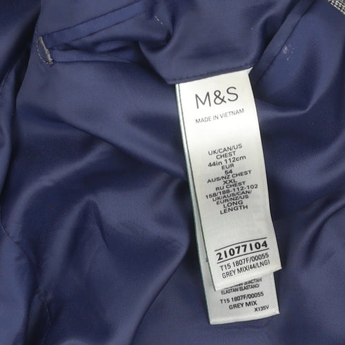 Marks and Spencer Men's Grey Plaid Blazer Size 44L