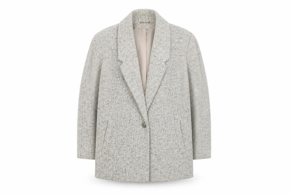 Front view of C&A Women's Grey Wool Blend Blazer UK 10 Belted