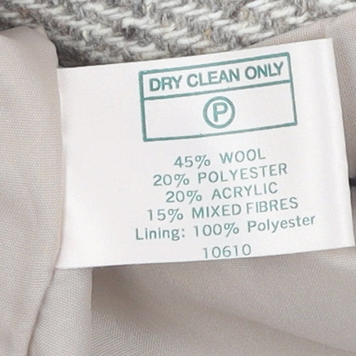 C&A Women's Grey Wool Blend Blazer UK 10 Belted