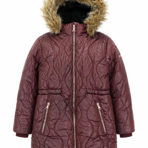 Next Girls Burgundy Puffer Jacket 8Y Hooded Winter Coat