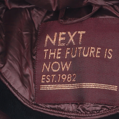 Next Girls Burgundy Puffer Jacket 8Y Hooded Winter Coat