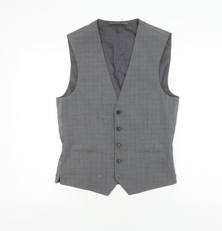 Next Men's Grey Waistcoat, Size 38R, Regular Fit