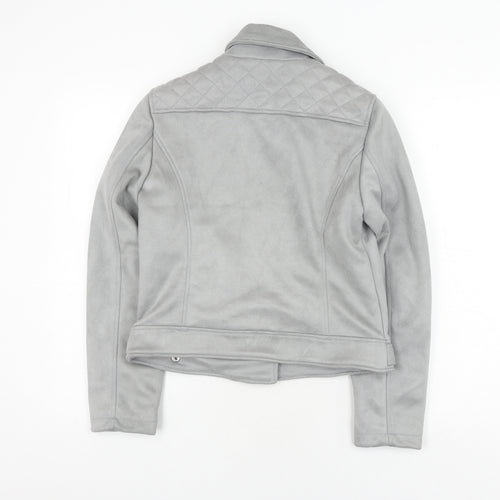 New Look Women's Grey Biker Jacket Size 8 Casual
