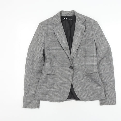 Zara Women's Grey Check Blazer, Size 6, Business Casual