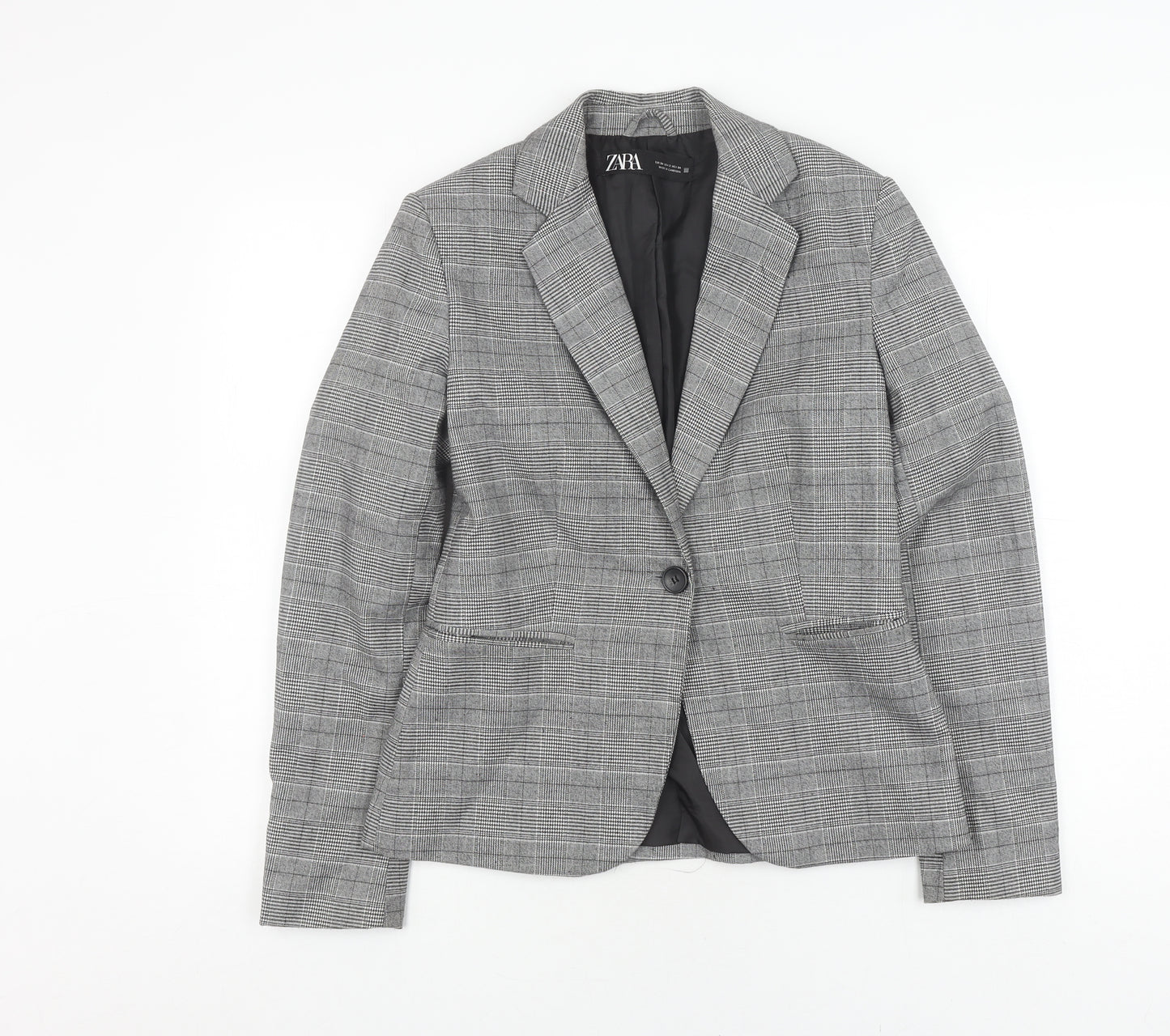 Zara Women's Grey Check Blazer, Size 6, Business Casual
