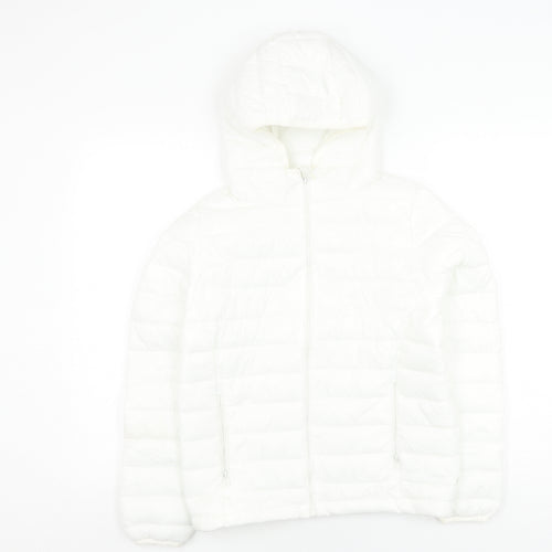 Pull&Bear Unisex Kids White Puffer Jacket S Winter Casual