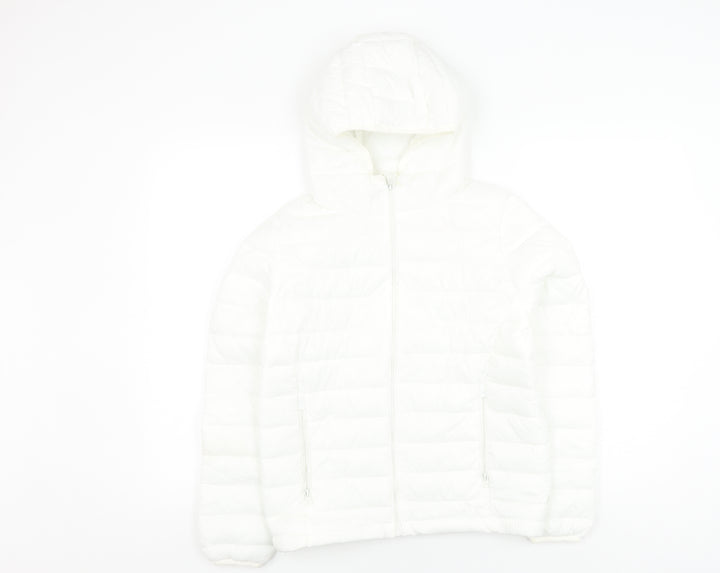 Pull&Bear Unisex Kids White Puffer Jacket S Winter Casual
