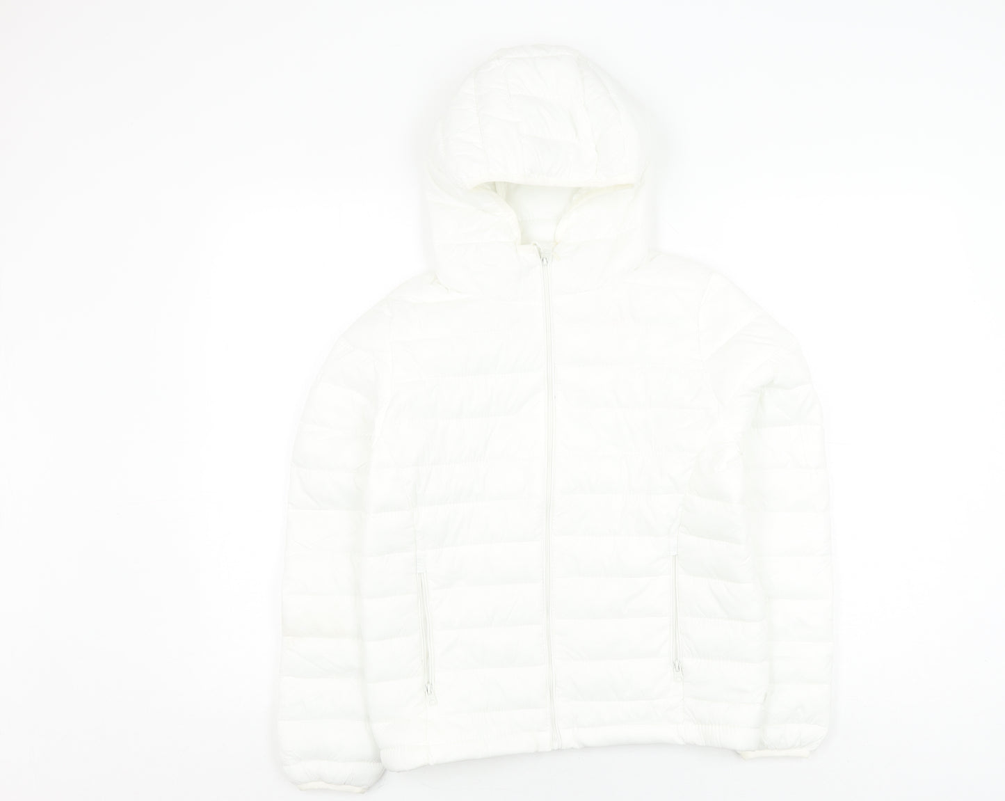 Pull&Bear Unisex Kids White Puffer Jacket S Winter Casual