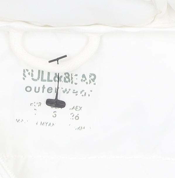 Pull&Bear Unisex Kids White Puffer Jacket S Winter Casual