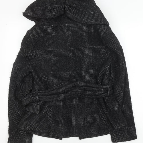 Zara Basic Women's Black Checked Short Coat Size 14