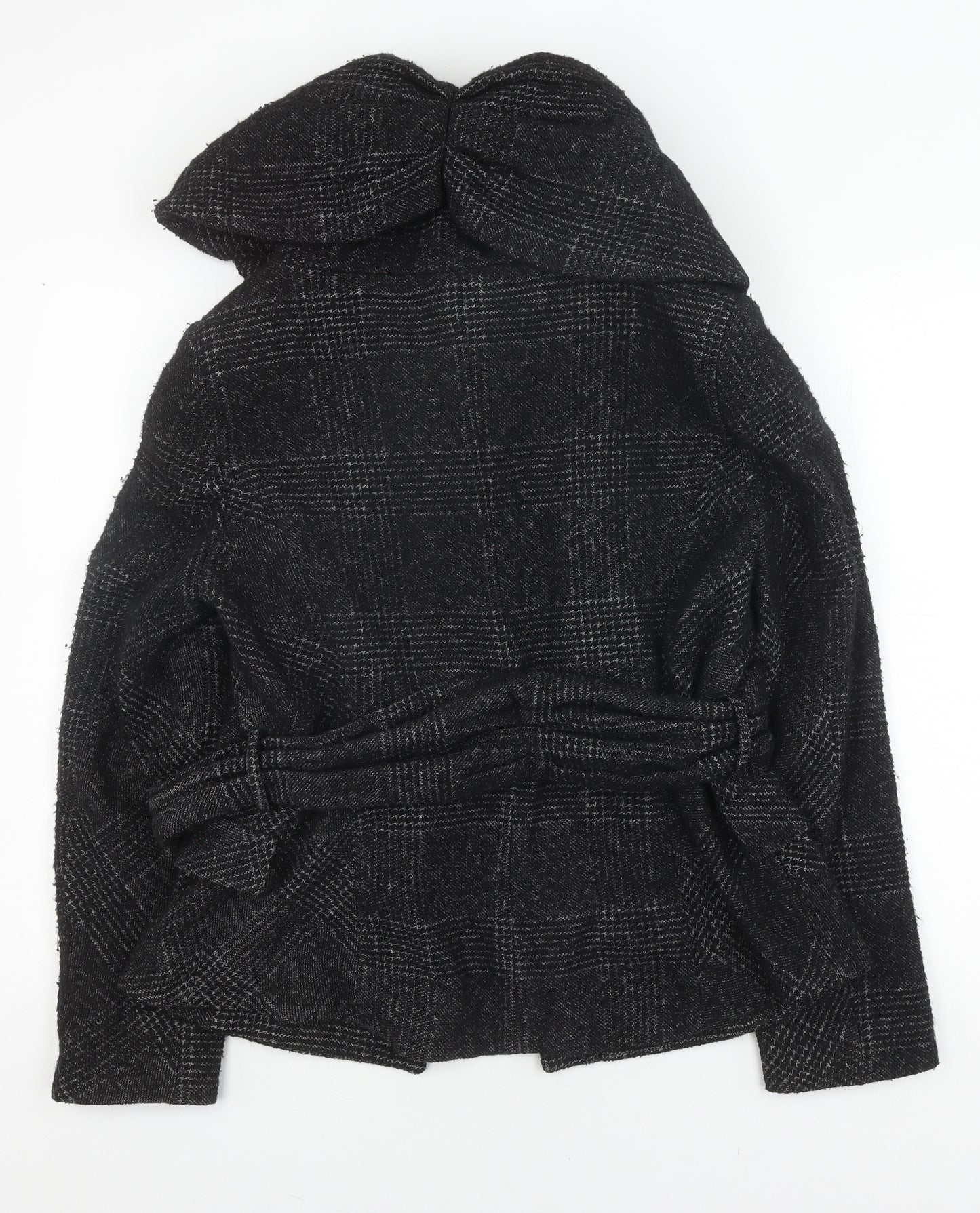 Zara Basic Women's Black Checked Short Coat Size 14