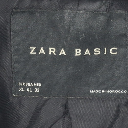 Zara Basic Women's Black Checked Short Coat Size 14