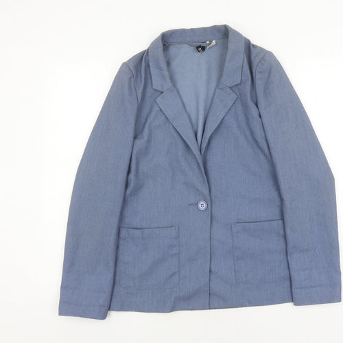 H&M Women's Blue Blazer, Size 12, Regular Fit, One-Button