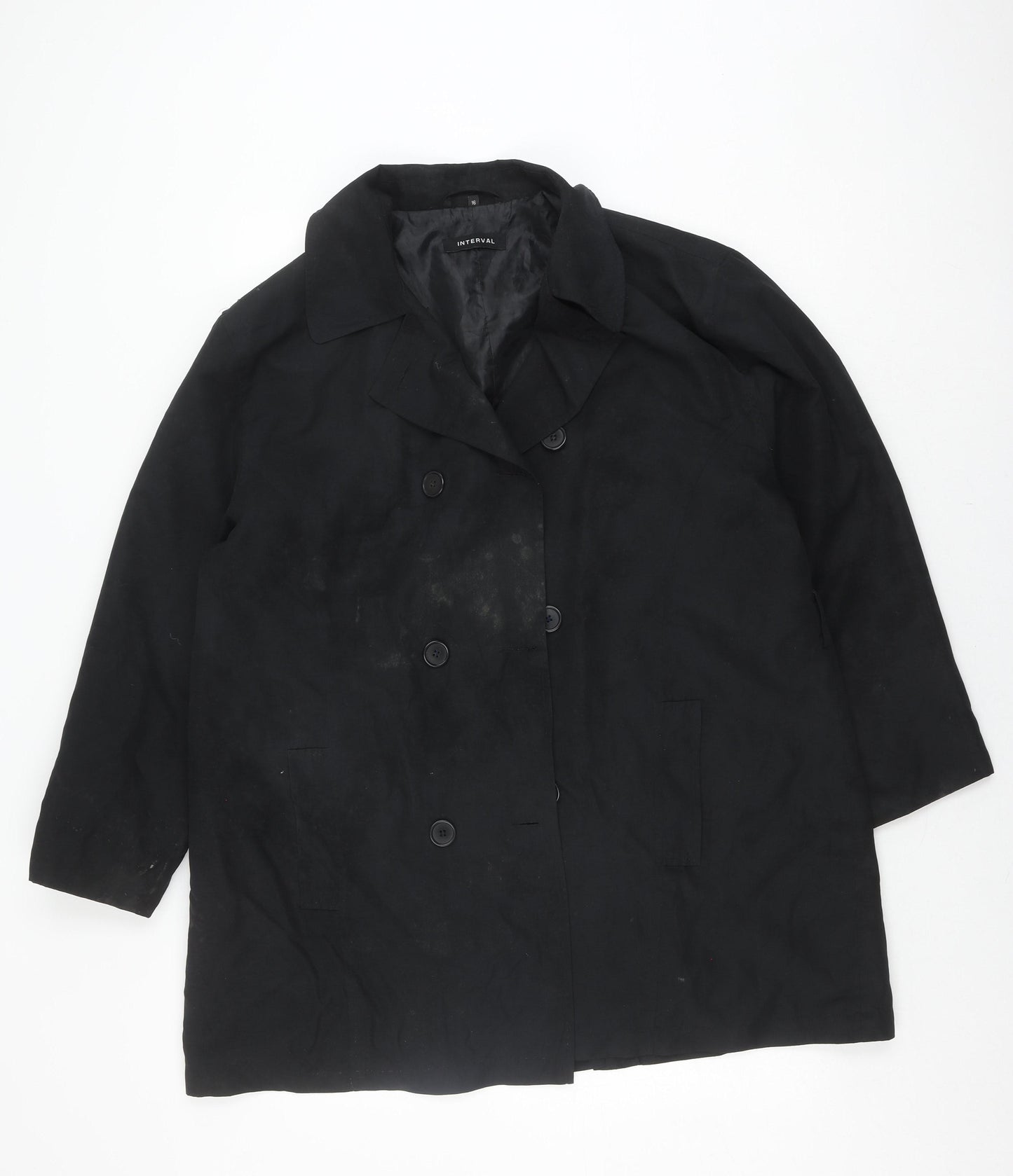 Interval Women's Black Casual Coat Size 16