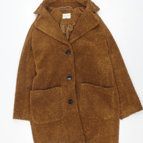 Warehouse Women's Brown Overcoat, Size 8, Classic Style