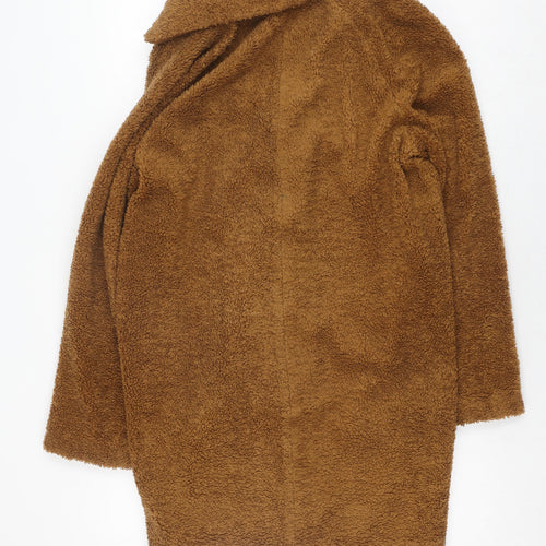 Warehouse Women's Brown Overcoat, Size 8, Classic Style
