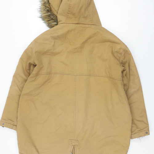 ASOS Unisex Beige Parka Jacket with Fur Trim