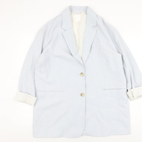 H&M Women's White Blazer S, Single Breasted, Viscose