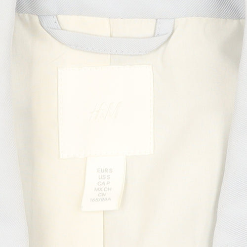 H&M Women's White Blazer S, Single Breasted, Viscose