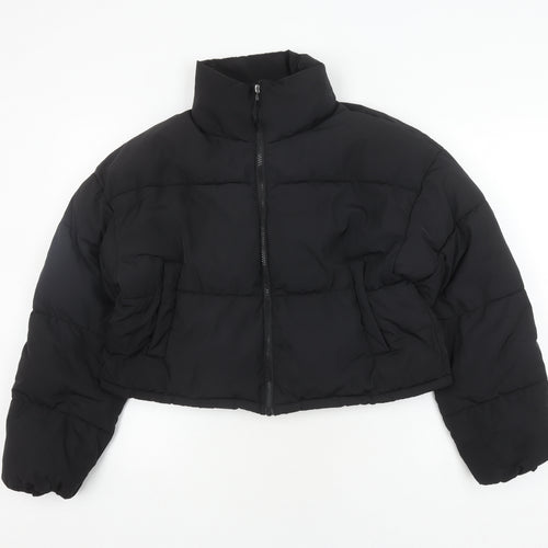 H&M Women's XS Black Puffer Jacket Cropped Winter