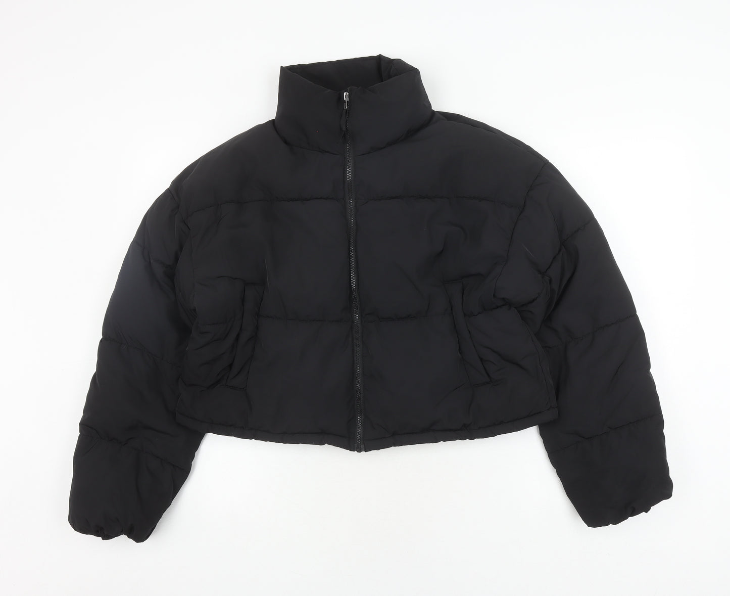 H&M Women's XS Black Puffer Jacket Cropped Winter