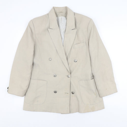 Canda Women's Beige Double-Breasted Suit Jacket Size 14