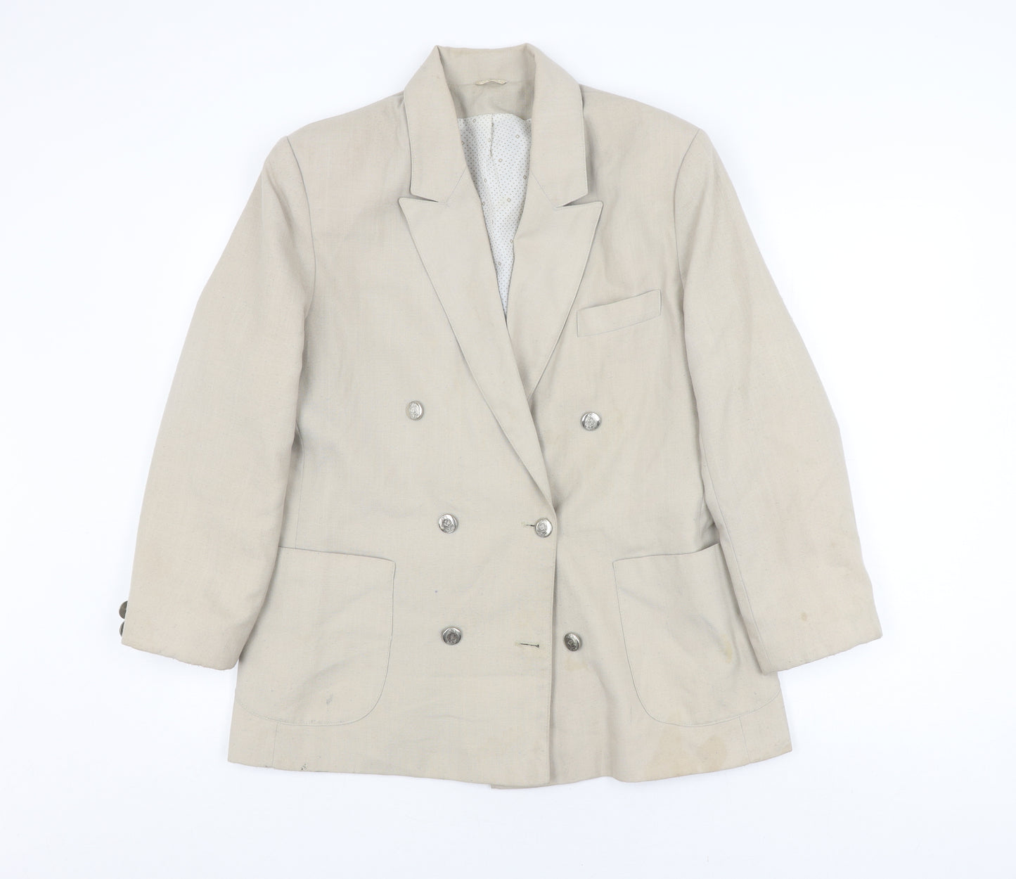 Canda Women's Beige Double-Breasted Suit Jacket Size 14