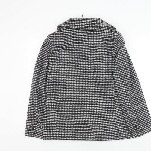 Marks and Spencer Women's Black Houndstooth Pea Coat Size 8