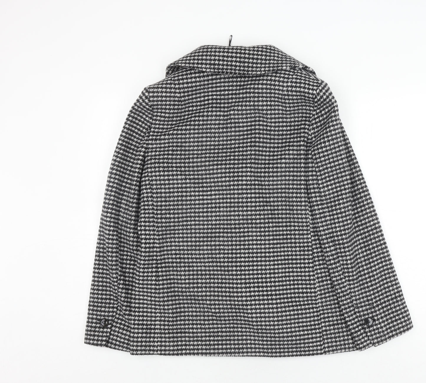 Marks and Spencer Women's Black Houndstooth Pea Coat Size 8