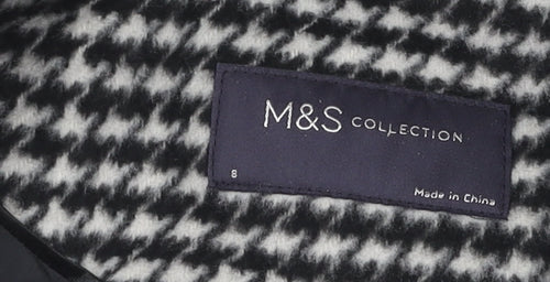 Marks and Spencer Women's Black Houndstooth Pea Coat Size 8