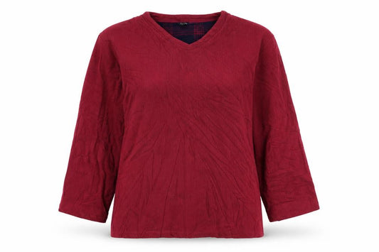 Front view of Champion unisex red pullover sweatshirt m v-neck casual