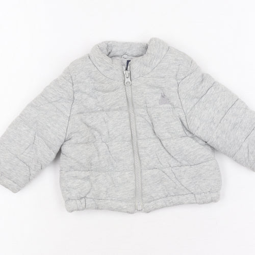 Baby Gap Unisex Grey Puffer Jacket 0-6 Months Cotton