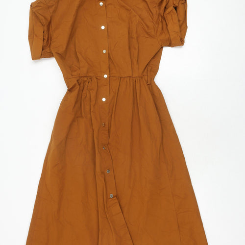 Zara Women's Brown Shirt Dress S Midi Casual